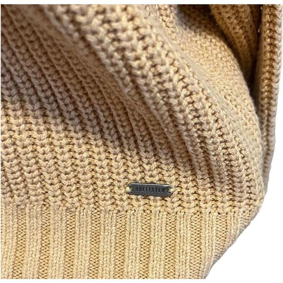 Hollister Womens Tan Ribbed Knit Mock Turtle Neck Sweater Dolman Sleeves Small - Picture 5 of 10